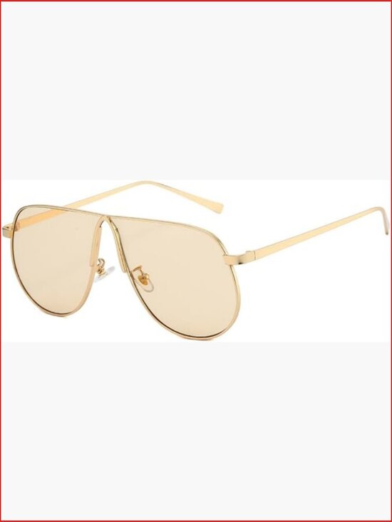 Vintage 70s Oversized Aviator Sunglasses Gold Metal Frame UV Protection Big main image 6